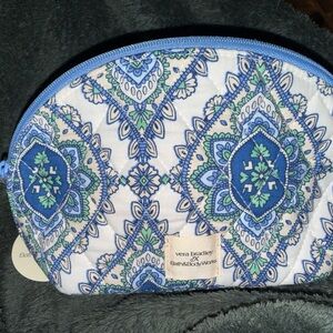 Vera Bradley Quilted Cosmetic Pouch in Blue and Green Paisley